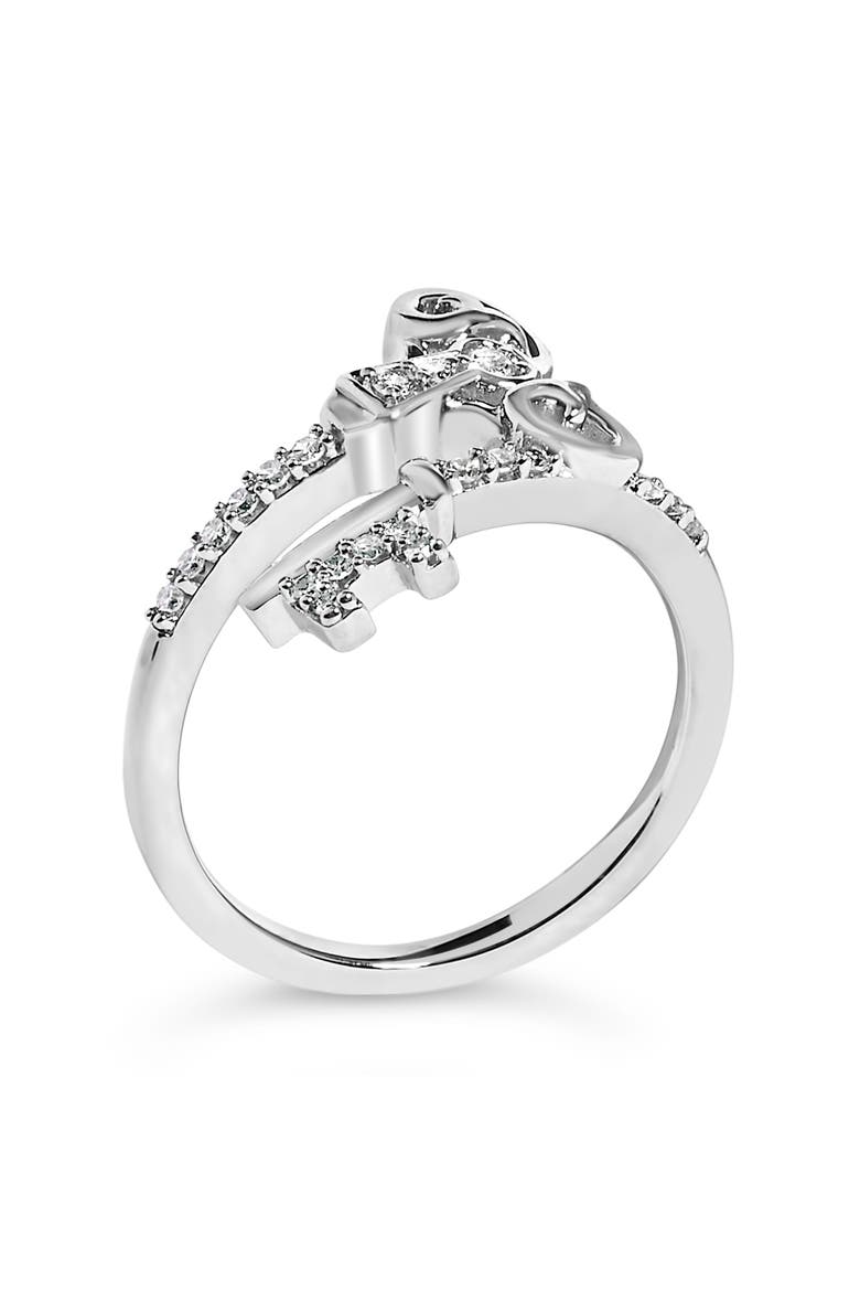 Sterling Silver 1/6 Cttw Key and Keyhole Diamond Ring, Alternate, color, Silver