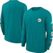 Nike Men's Nike Aqua Miami Dolphins Rewind Heavy Max 90 Pocket Long Sleeve T-Shirt