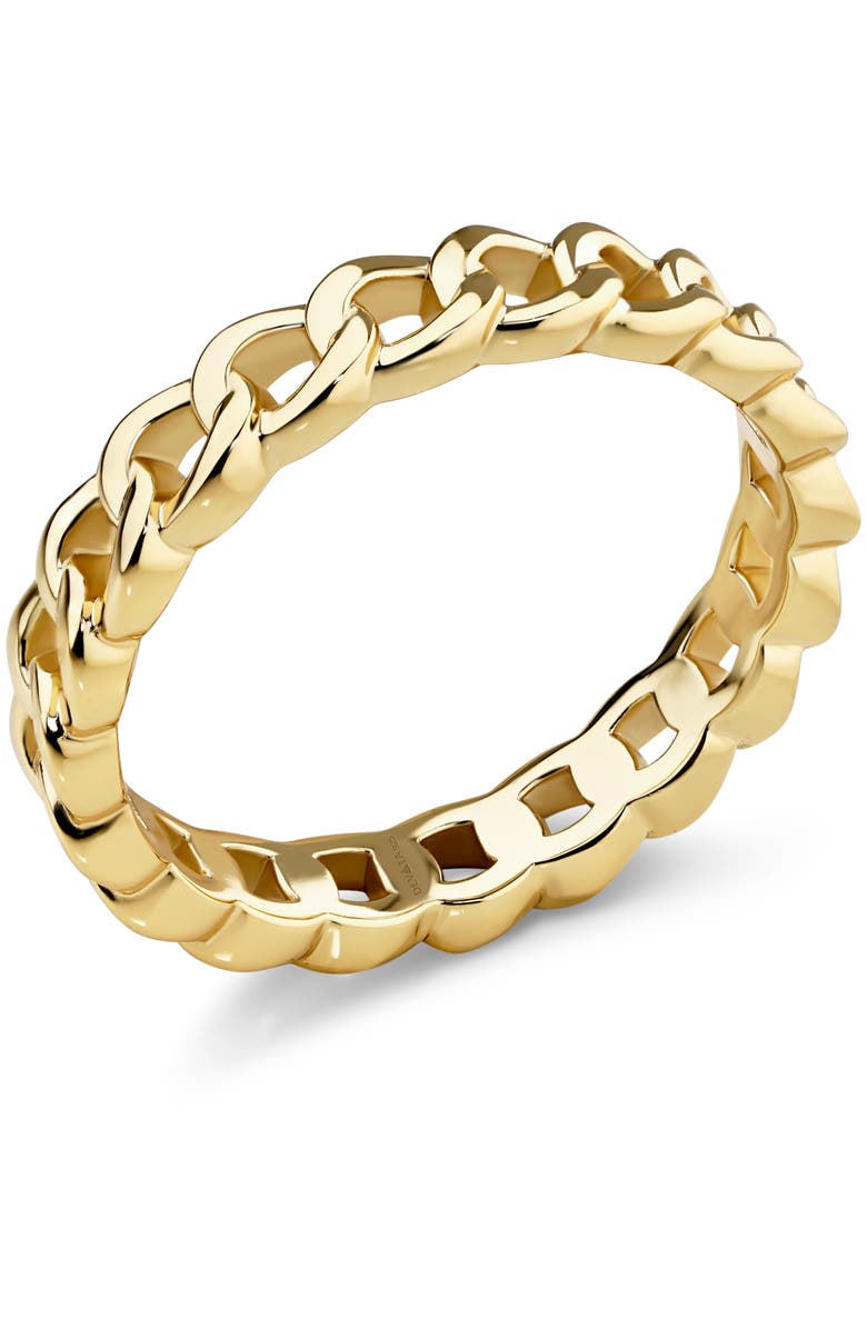 DEVATA Curb Link Ring in Gold Plated Sterling Silver, Alternate, color, Yellow Gold