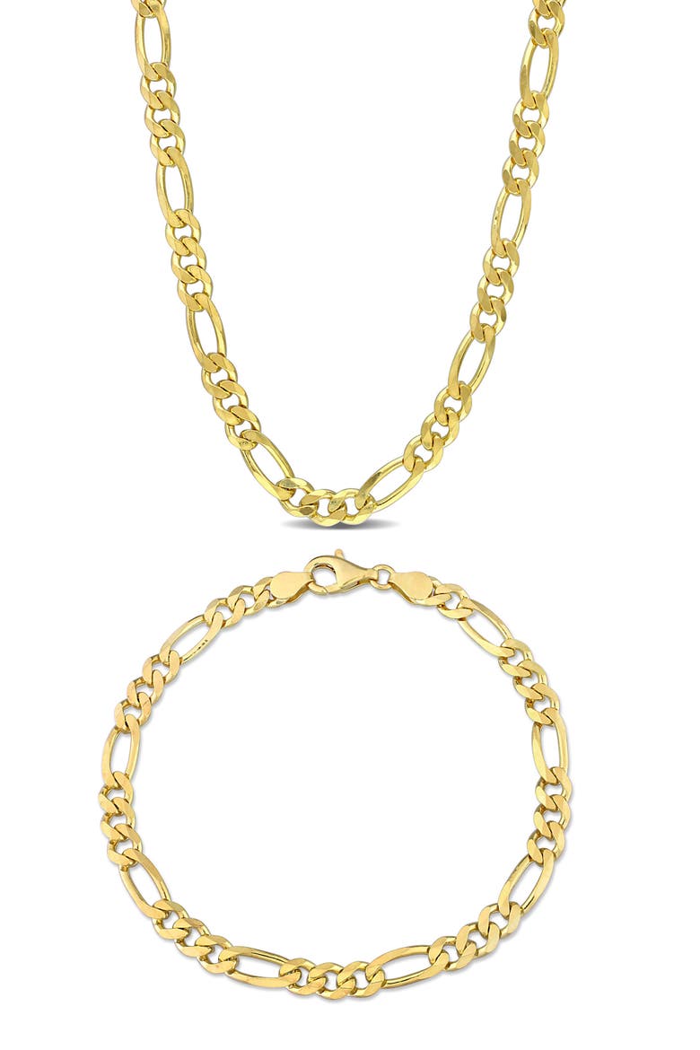 Men's Figaro Chain Necklace & Bracelet Set, Main, color, YELLOW GOLD