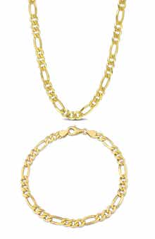 DELMAR Men's Figaro Chain Necklace & Bracelet Set