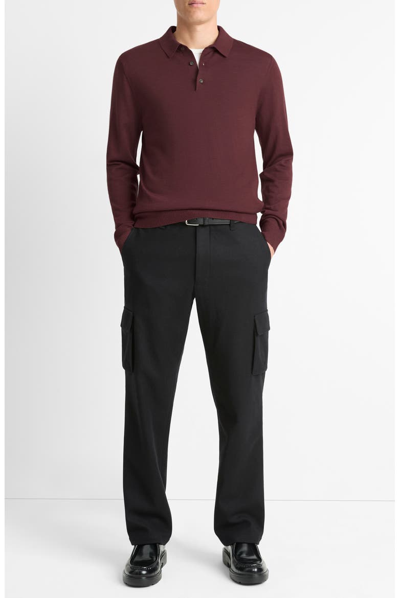 Long Sleeve Merino Wool Polo, Alternate, color, PORT