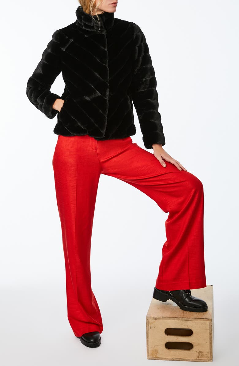 Bernardo Chevron Faux Fur Jacket, Alternate, color,