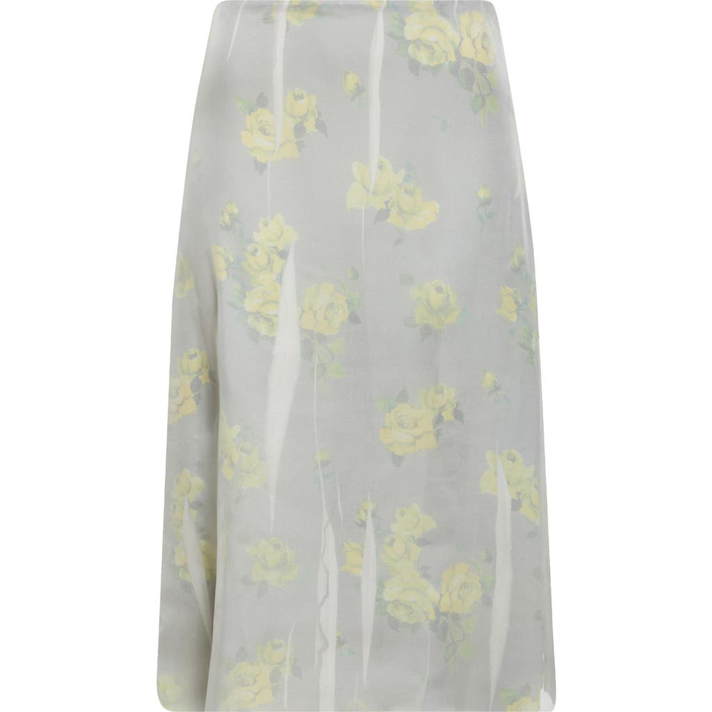 Acne Studios Iranee Floral Georgette Skirt In Yellow/grey
