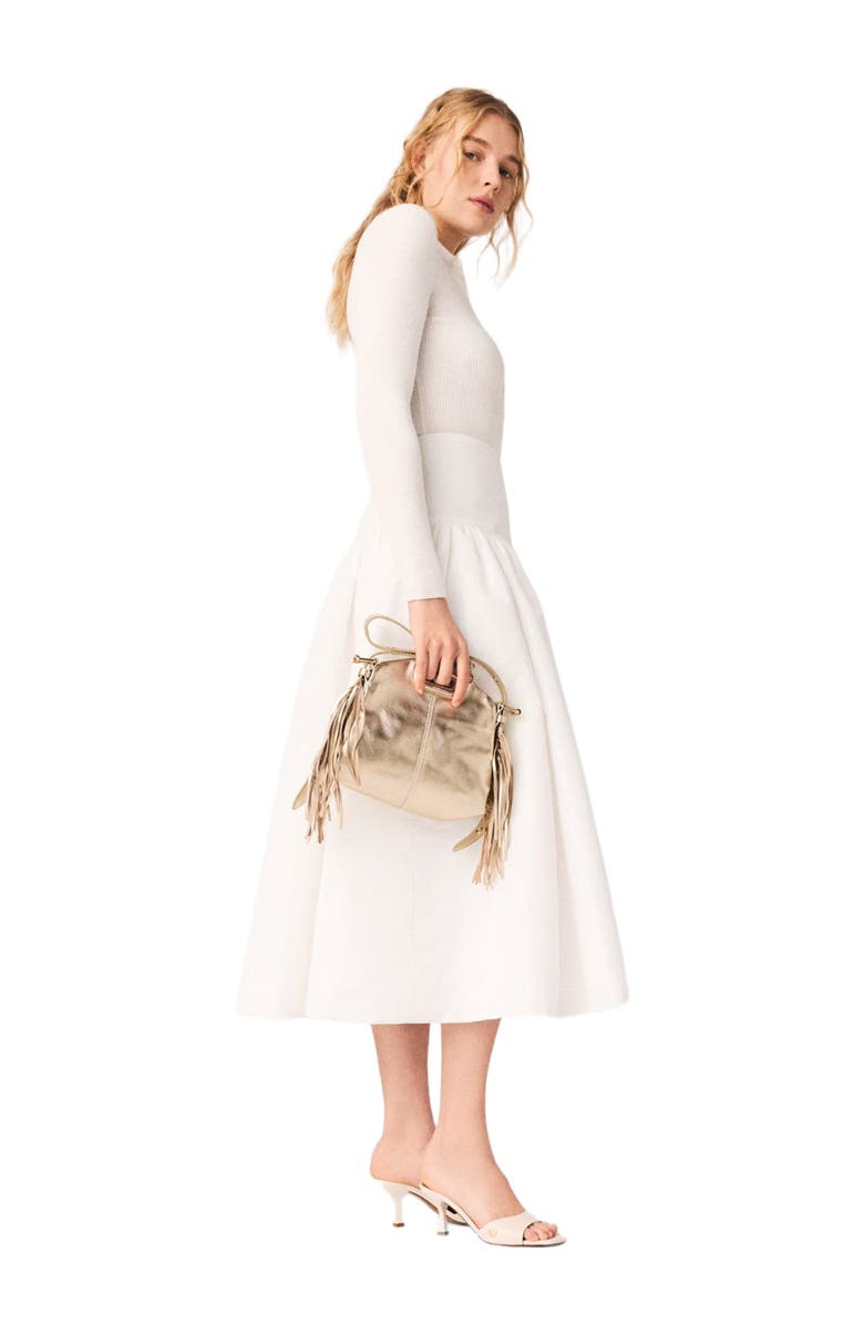 maje Long taffeta skirt, Alternate, color, White