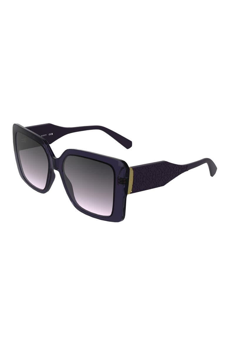 Amber Filigree 56mm Gradient Rectangular Sunglasses, Alternate, color, LAVENDER