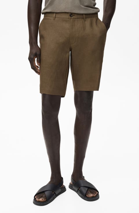 Slim Fit Linen Bermuda Shorts