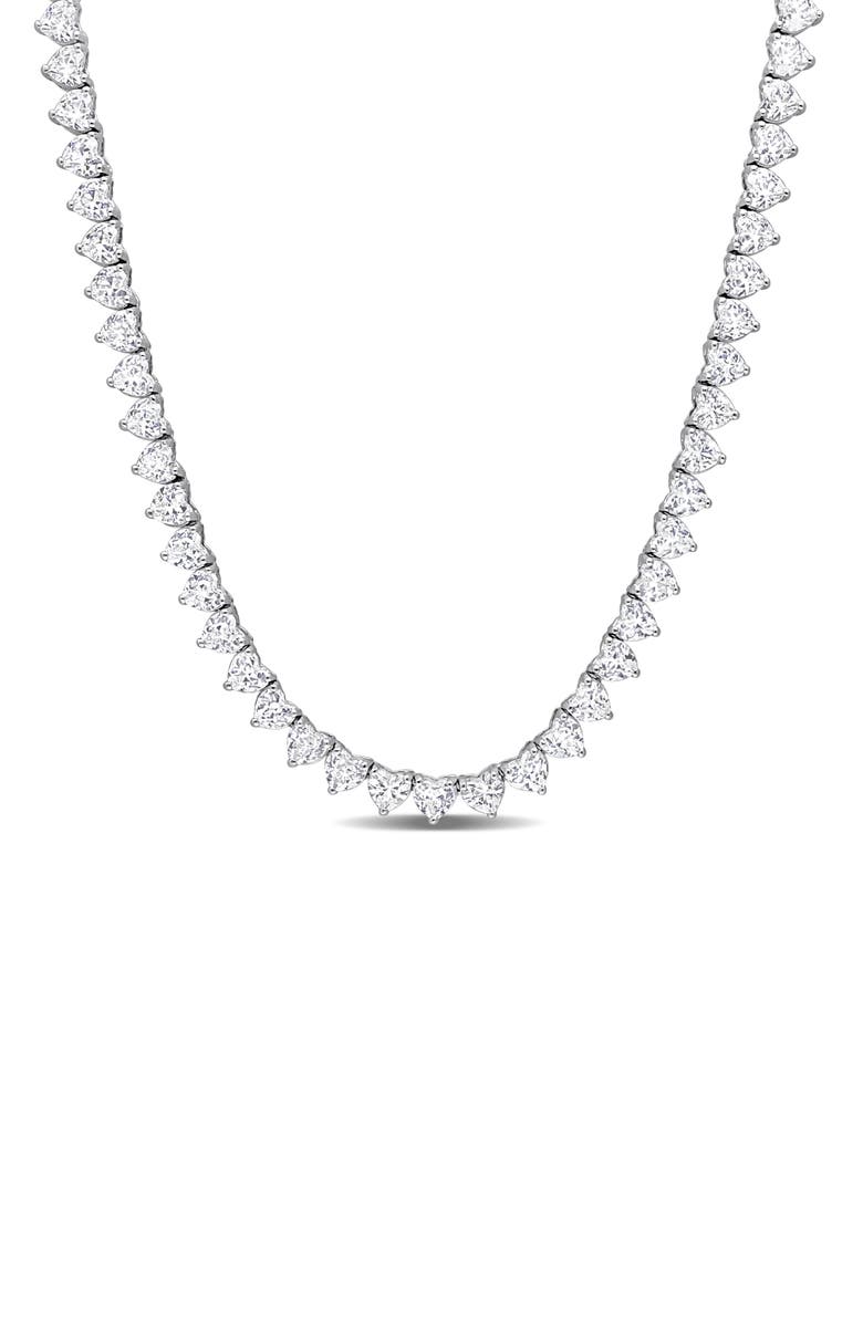 DELMAR Heart Cut Lab Created White Sapphire Tennis Necklace, Main, color, 