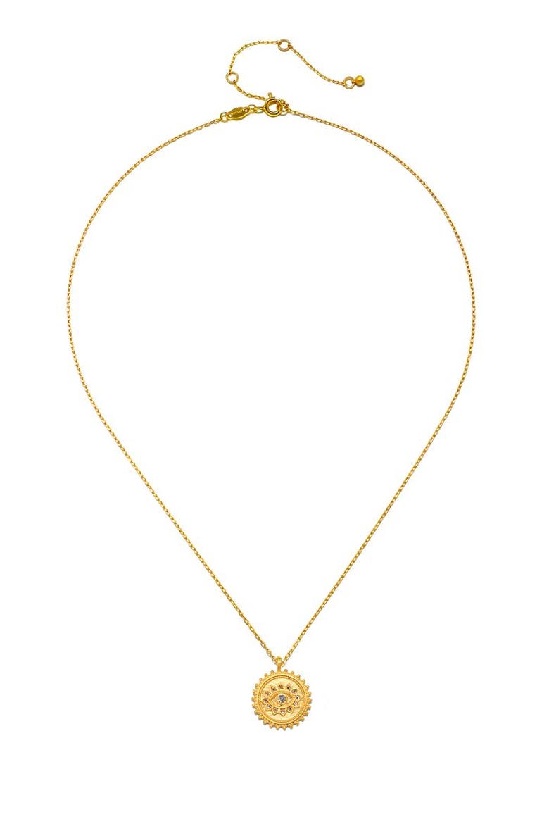 True Visionary White Topaz Evil Eye Necklace, Alternate, color, Gold