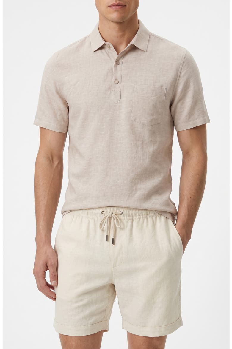 Josh Linen & Cotton Blend Popover Shirt, Main, color, TAN