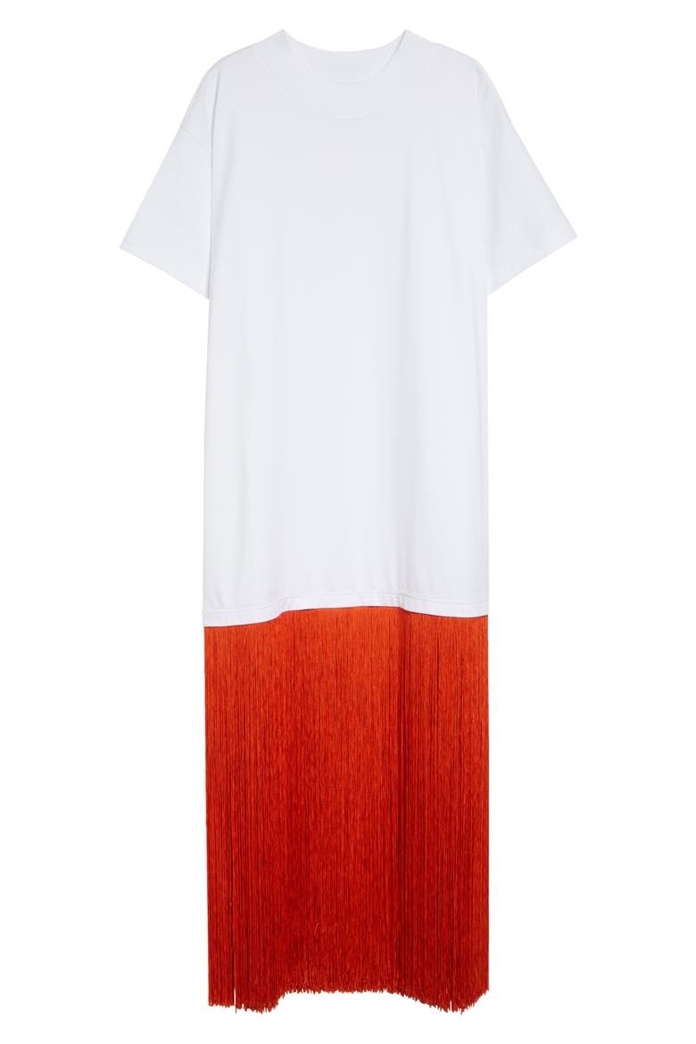 Fringed Cotton T-Shirt, Main, color, BLANC