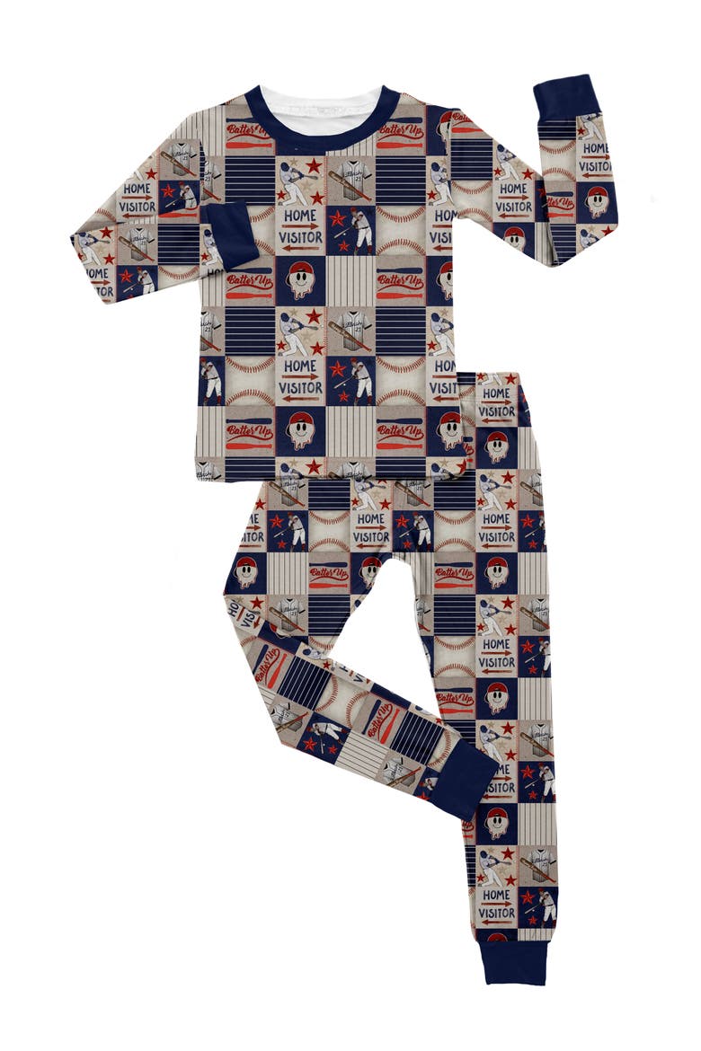 Field of Dreams 2 Piece Pajama Set, Main, color, Blue/ Cream
