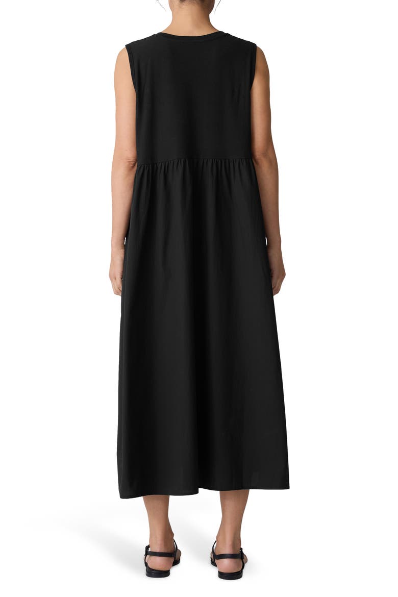 Sleeveless Organic Cotton Midi Dress, Alternate, color, BLACK