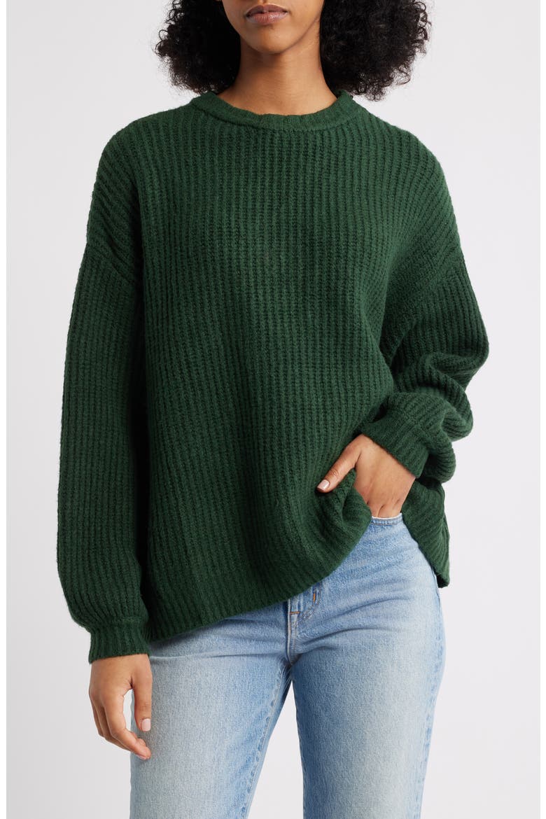 Alexia Oversize Rib Sweater, Main, color, GREEN