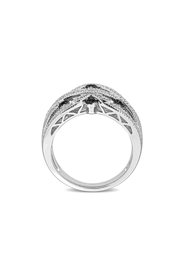 Black and White Diamond Crisscross Ring, Alternate, color, BLACK