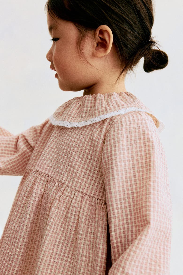 Cotton Dress, Alternate, color, Light pink/beige checked