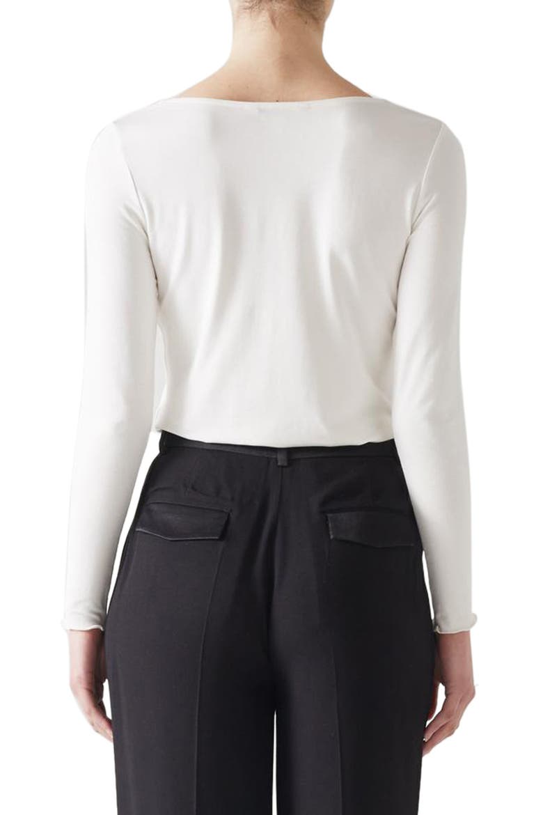 Square Neck Jersey Top, Alternate, color, IVORY