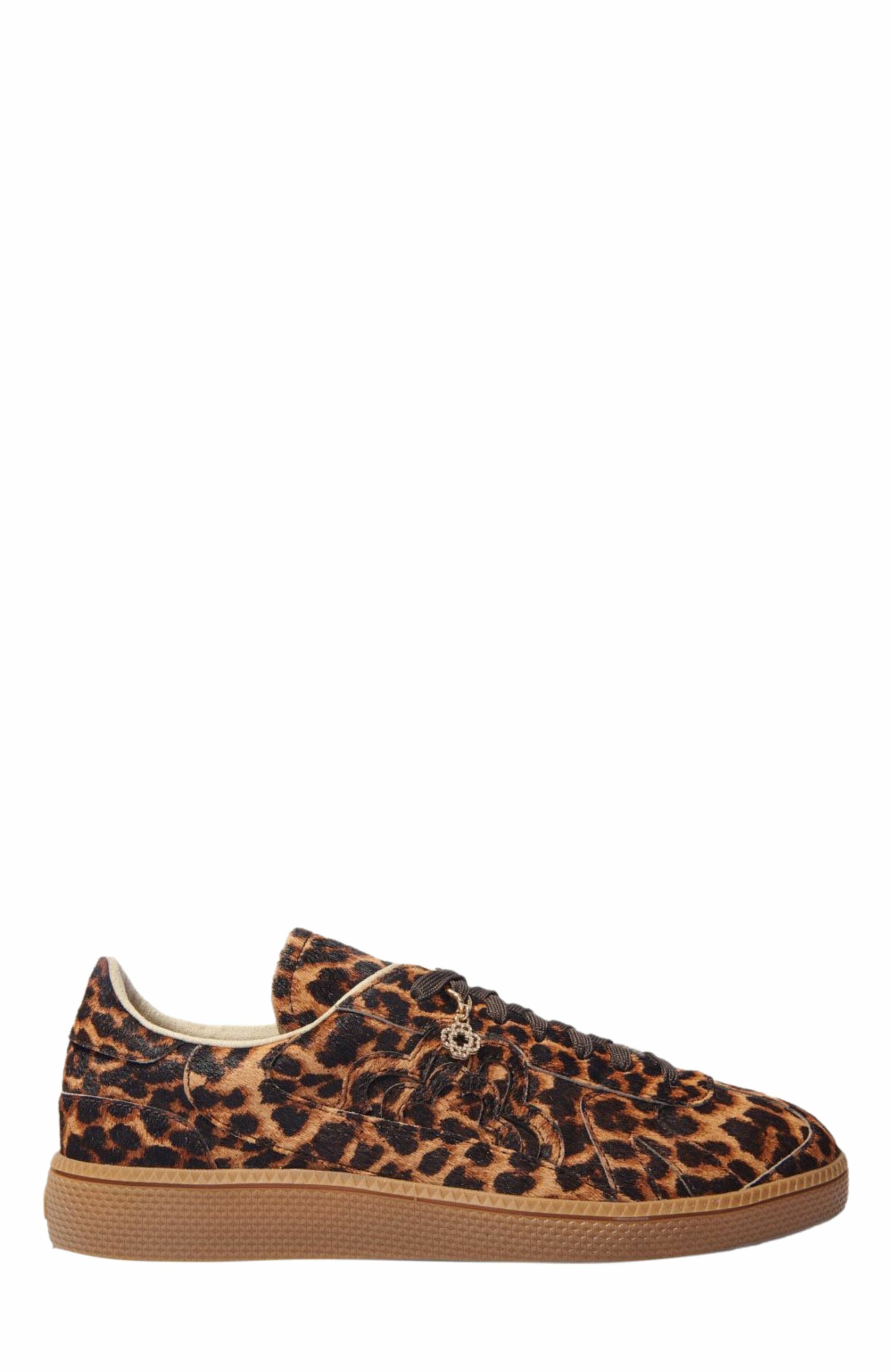 maje Leopard print leather sneakers, Main, color, 