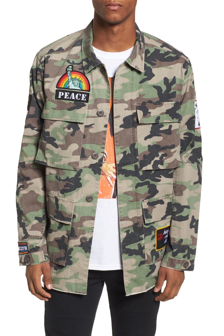 Military Patch Jacket, Main, color, BROWN GREEN CAMO