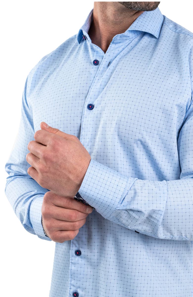 Maceoo Einstein Jacqpointsquare Blue Button-Up Shirt, Alternate, color, Blue