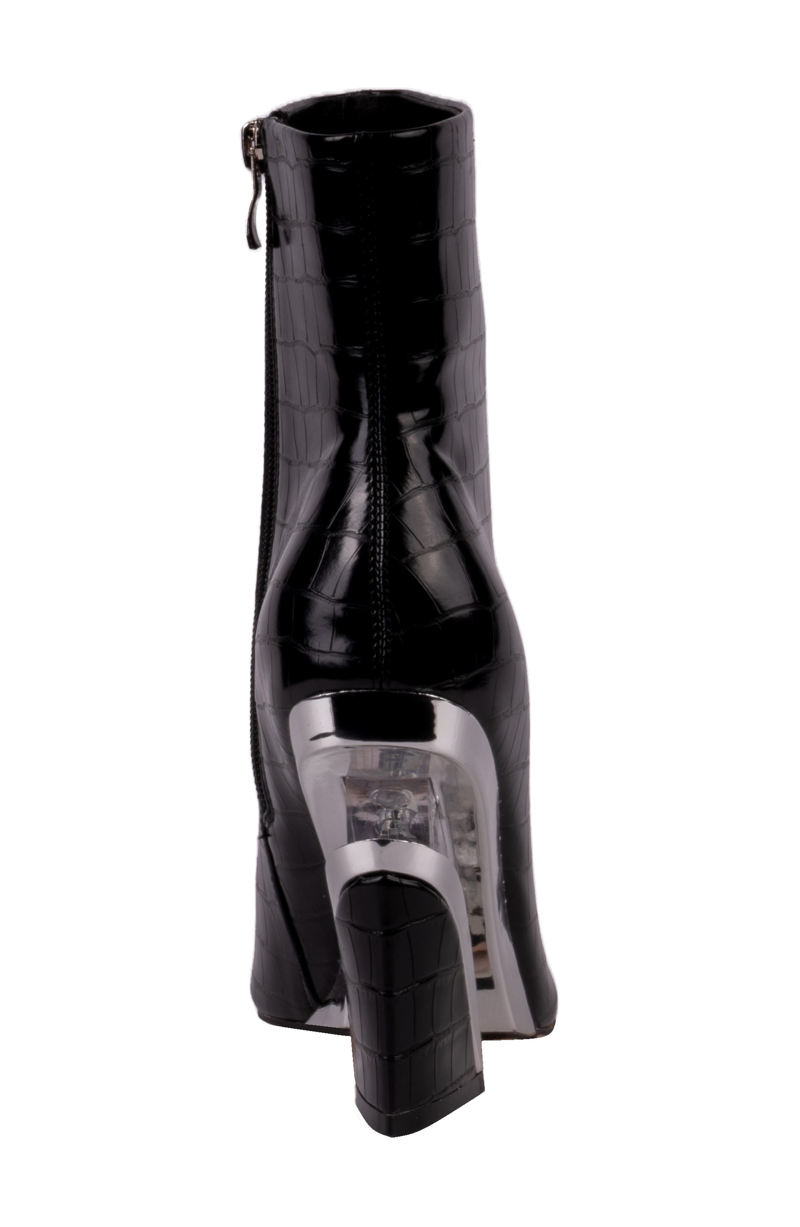 NINETY UNION Via Croc Embossed Block Heel Bootie, Alternate, color, Black