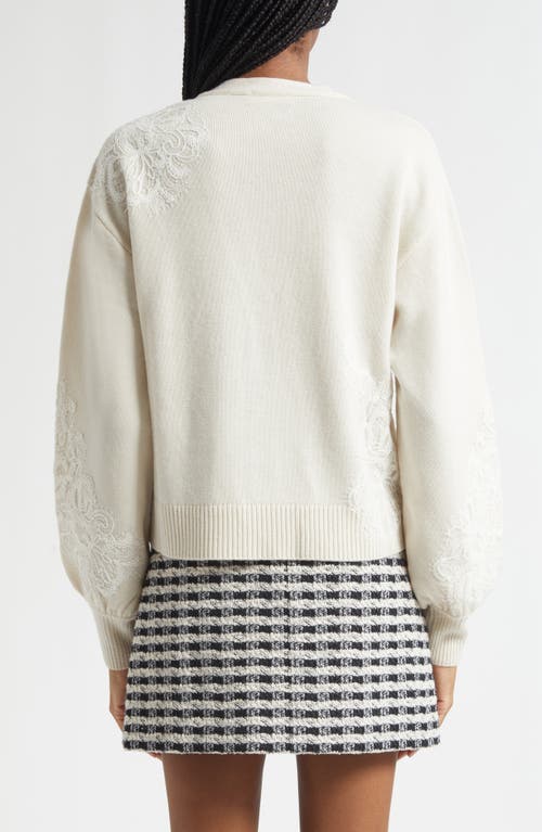 Ramy Brook Perry Lace Accent Wool & Cashmere Cardigan In White