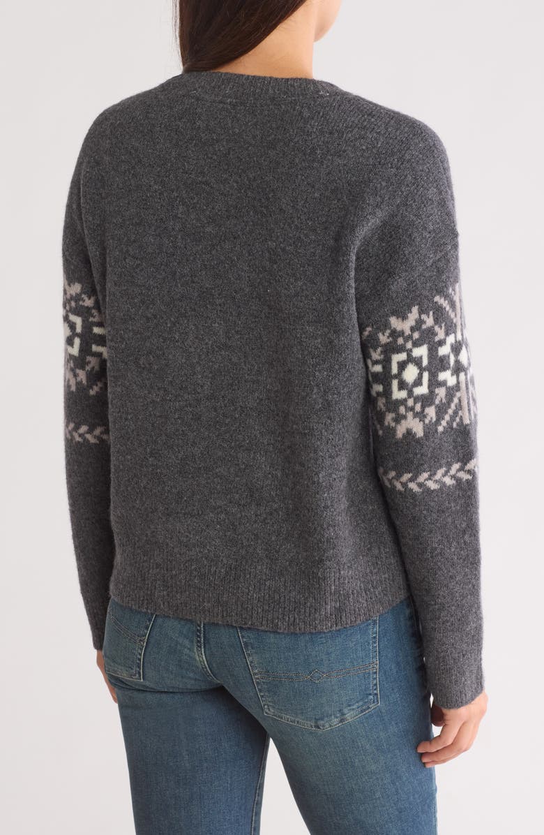 Lucky Brand Fair Isle Crewneck Sweater, Alternate, color, Charcoal Multi