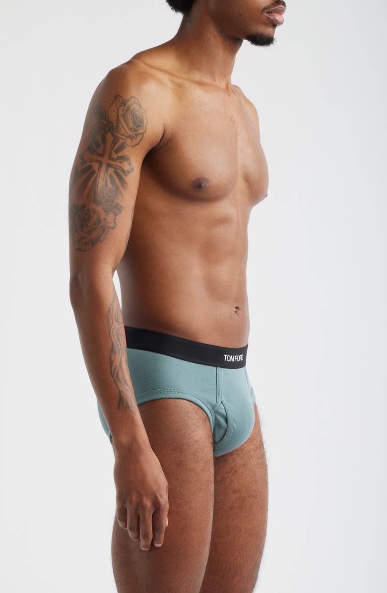 TOM FORD Cotton Stretch Jersey Briefs, Alternate, color, Teal