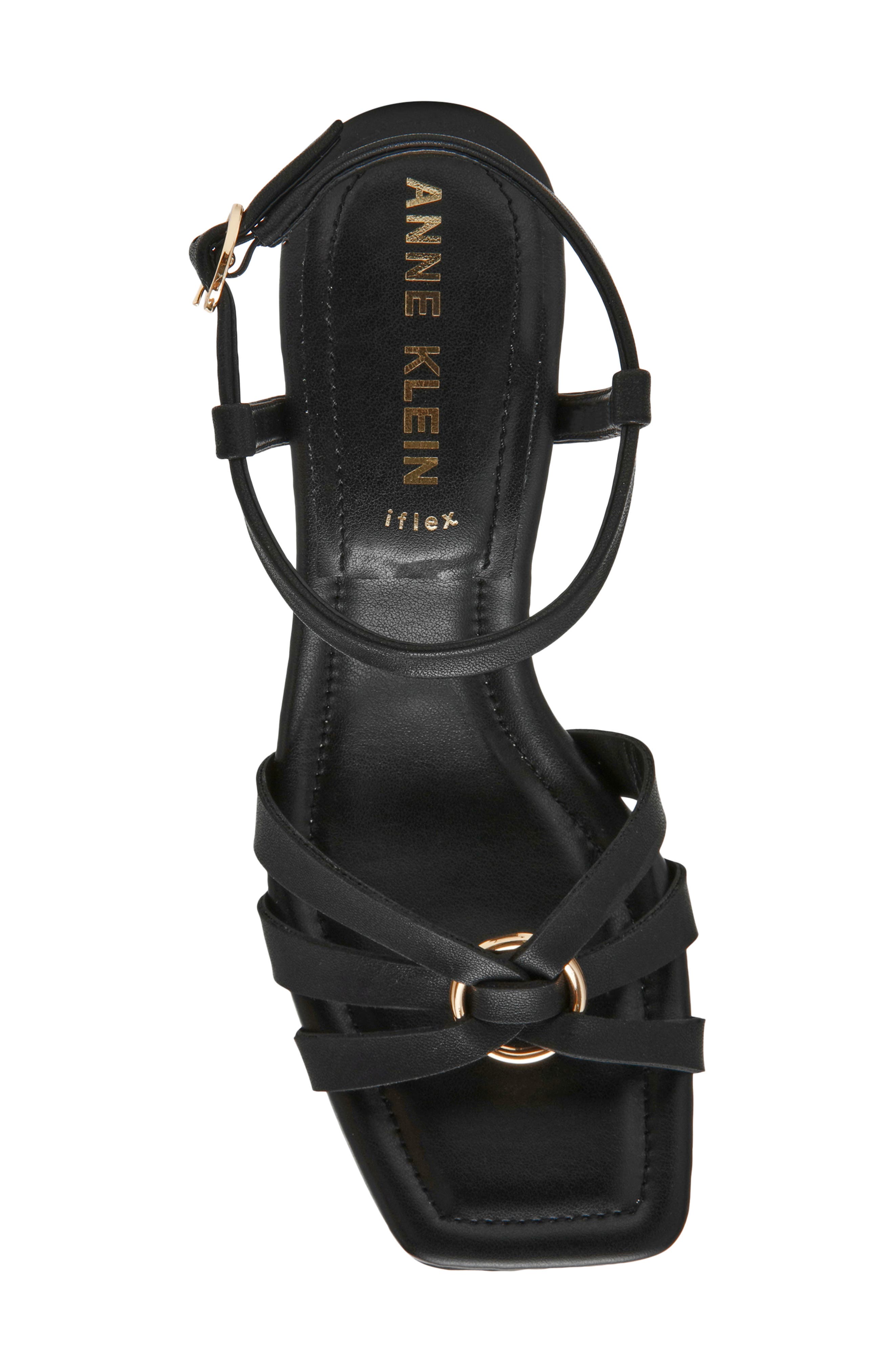 Anne Klein Jazlyn Ankle Strap Sandal, Alternate, color, Black Pu