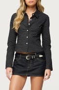 EDIKTED Ilia Polka Dot Button-Up Shirt