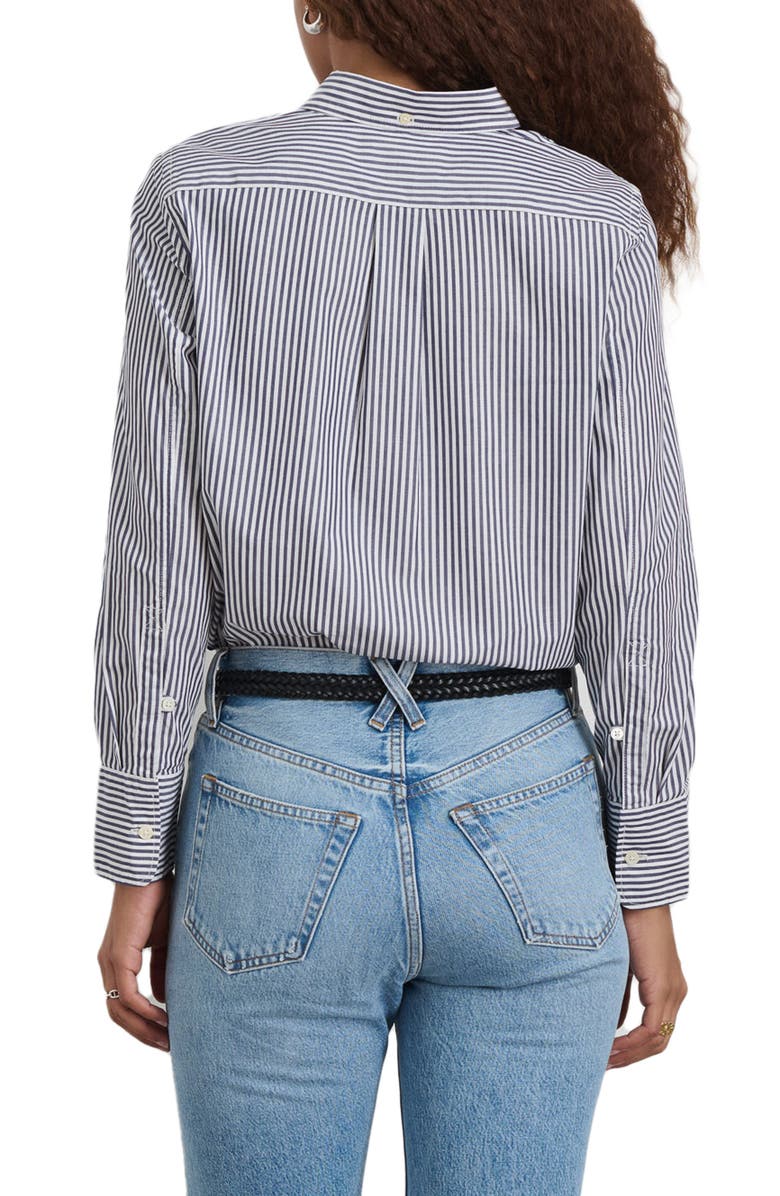 Alex Mill Val Stripe Poplin Button-Up Shirt, Alternate, color, Navy/ White