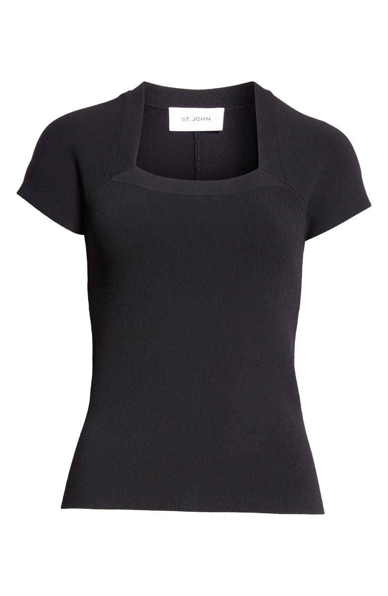 ST. JOHN Interlock Knit Short Sleeve Sweater, Alternate, color, 