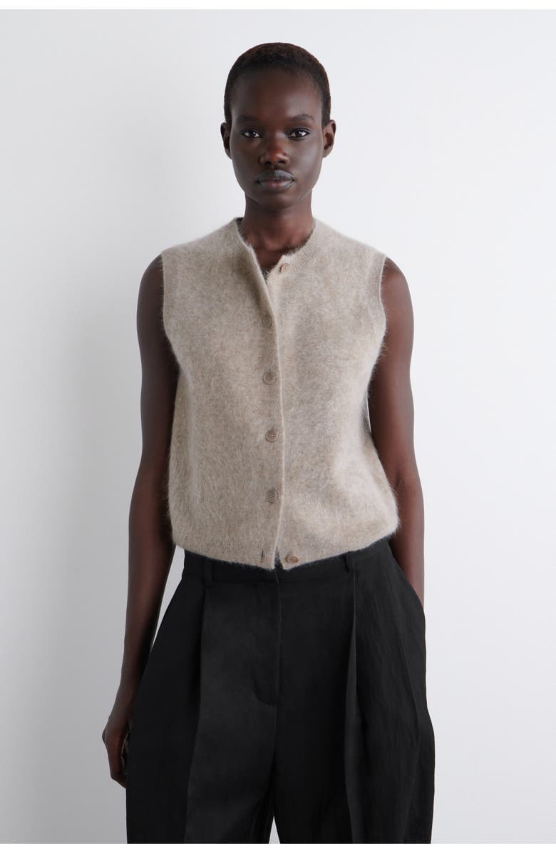 COS Brushed-Cashmere Vest, Main, color, Beige