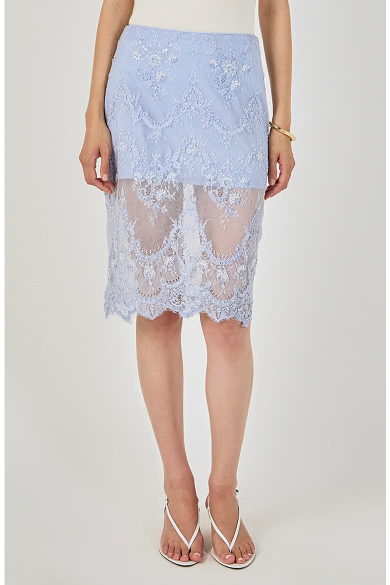 Sequin Lace Midi Skirt, Main, color, POWDER BLUE