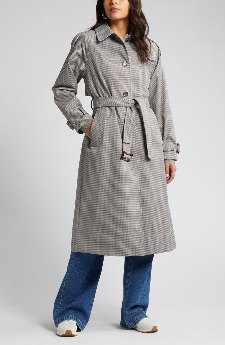 Barbour Marie Check Water Resistant Belted Trench Coat, Alternate, color, 