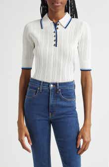 Veronica Beard Soza Tipped Pointelle Sweater