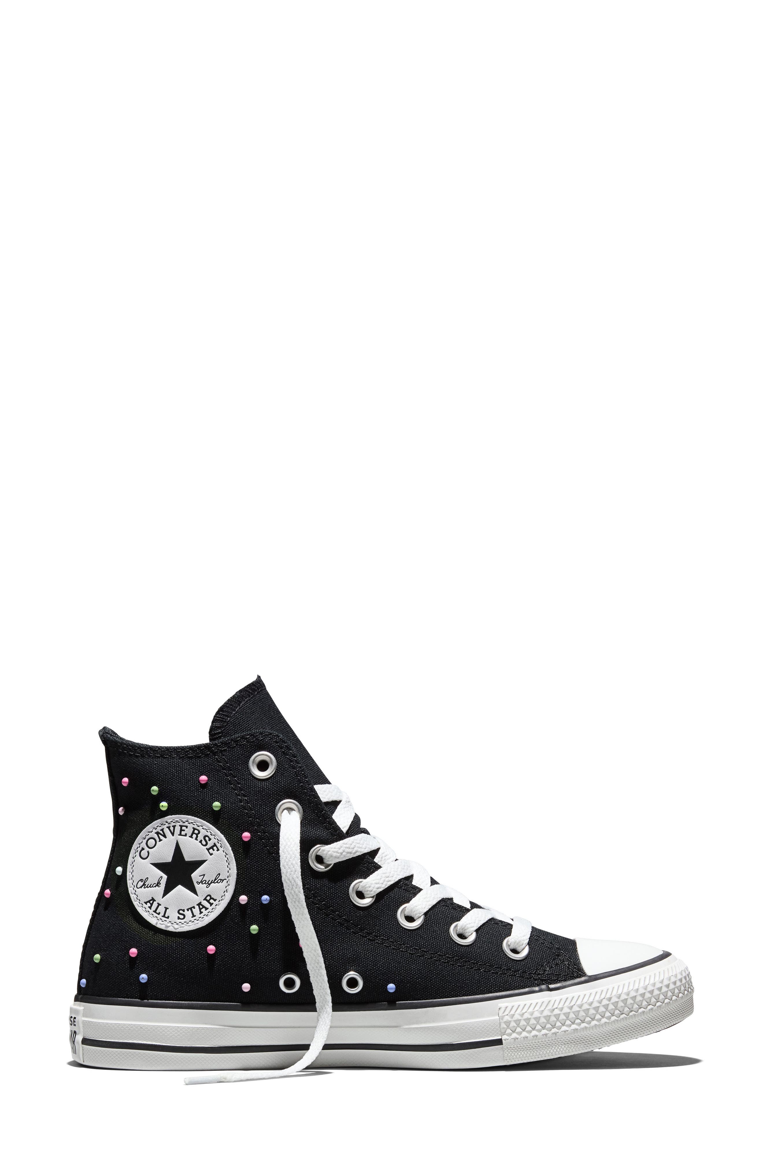 Chuck Taylor® All Star® Mini Stud High Top Sneaker, Alternate, color, BLACK/ PINK/ VERY PERI