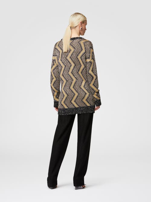 MISSONI MISSONI OVERSIZED CARDIGAN WITH MACRO ZIG ZAG AND SEQUINS 