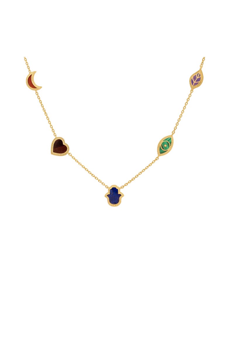 Sublime Beauty Multi-Symbol & Multi-Gemstone Necklace, Main, color, Gold/Multicolor