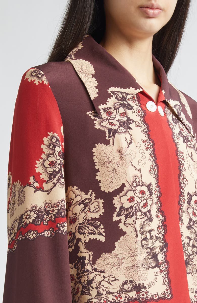 Bode Storybook Silk Jacket, Alternate, color, Red Black