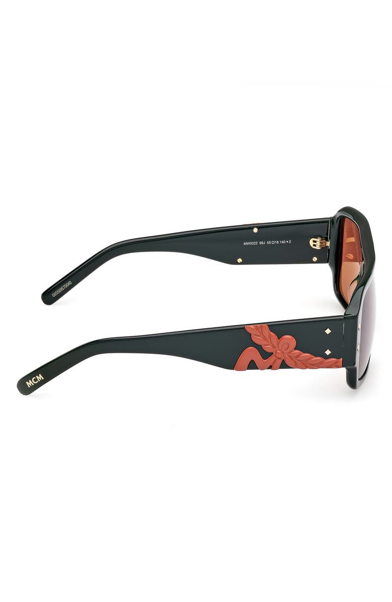 MCM 55mm Polarized Navigator Sunglasses, Alternate, color, Shiny Dark Green / Roviex