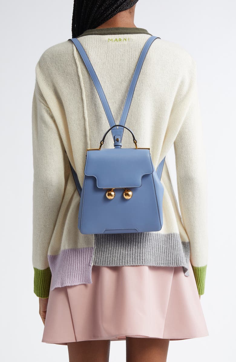 Marni Trunkaroo Leather Backpack, Alternate, color, Sky/ Blue