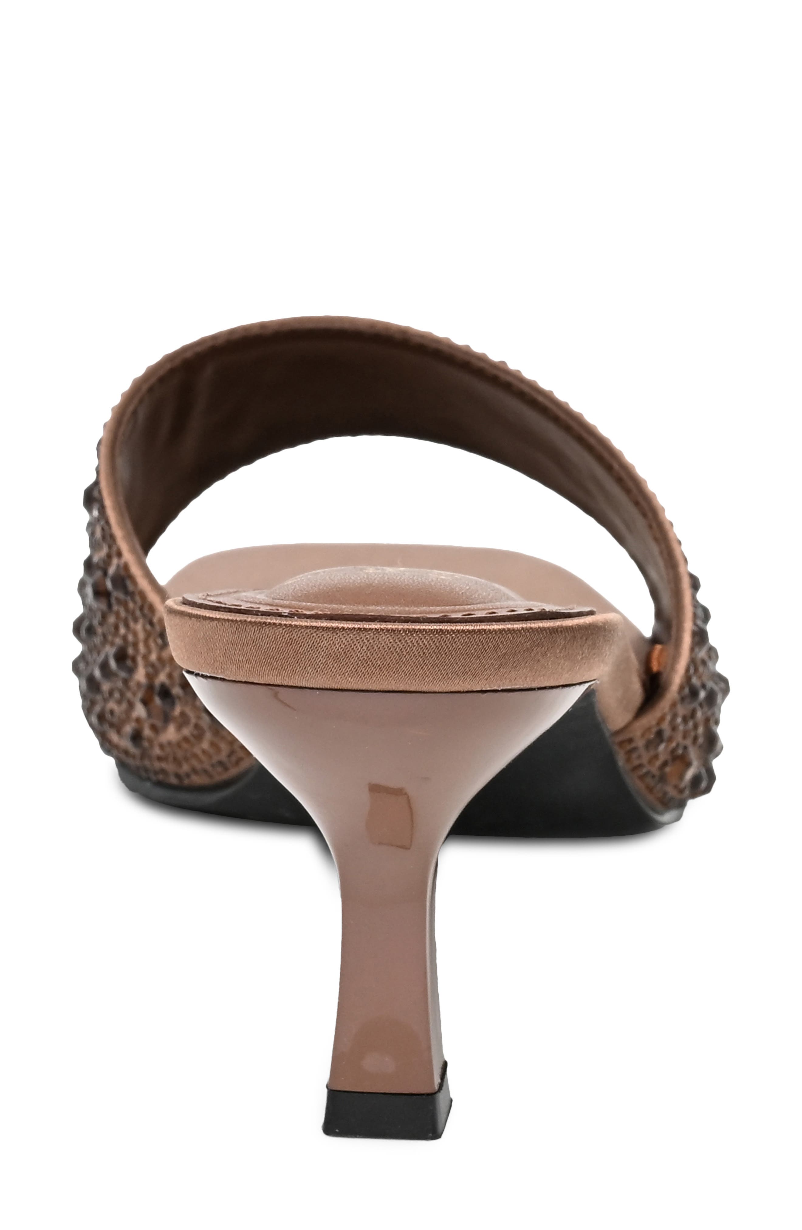 Rhinestone Embellished Mule Heeled Sandal, Alternate, color, BROWN BLING