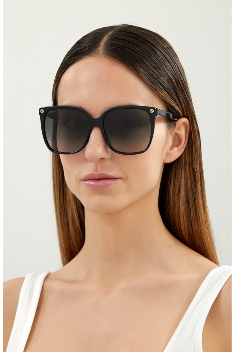 57mm Gradient Square Sunglasses, Alternate, color, BLACK/ GREY