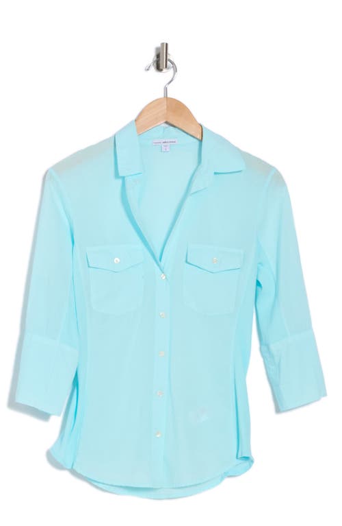 James Perse Three-quarter Sleeve Button-up Shirt In Blue
