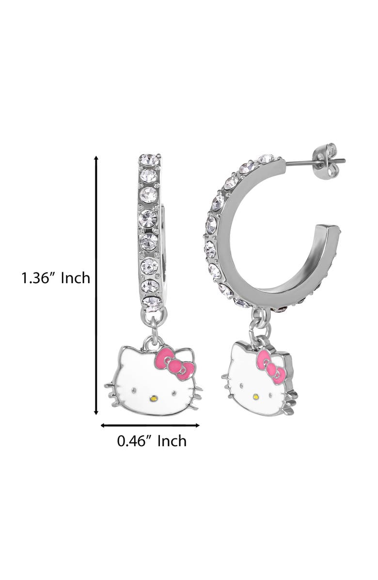 Hello Kitty Fashion Charm Hoop Earrings, Alternate, color, Silver