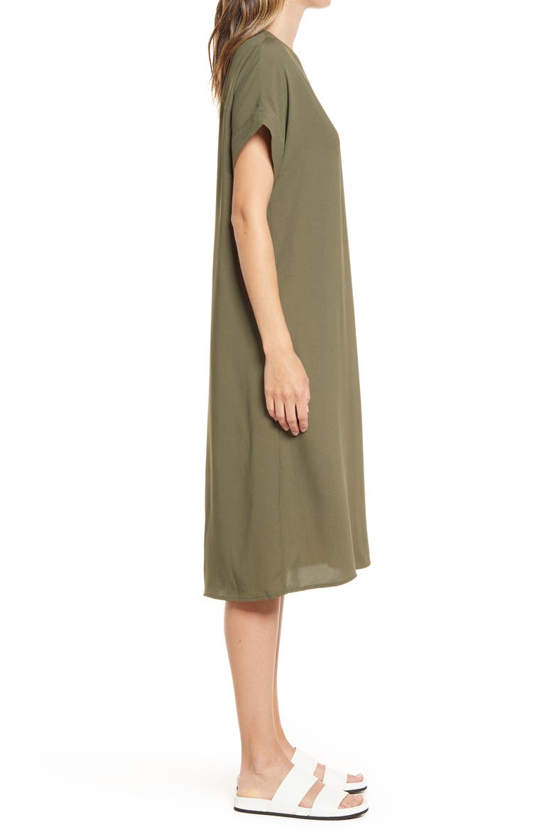Short Sleeve Shift Dress, Alternate, color, OLIVE SARMA