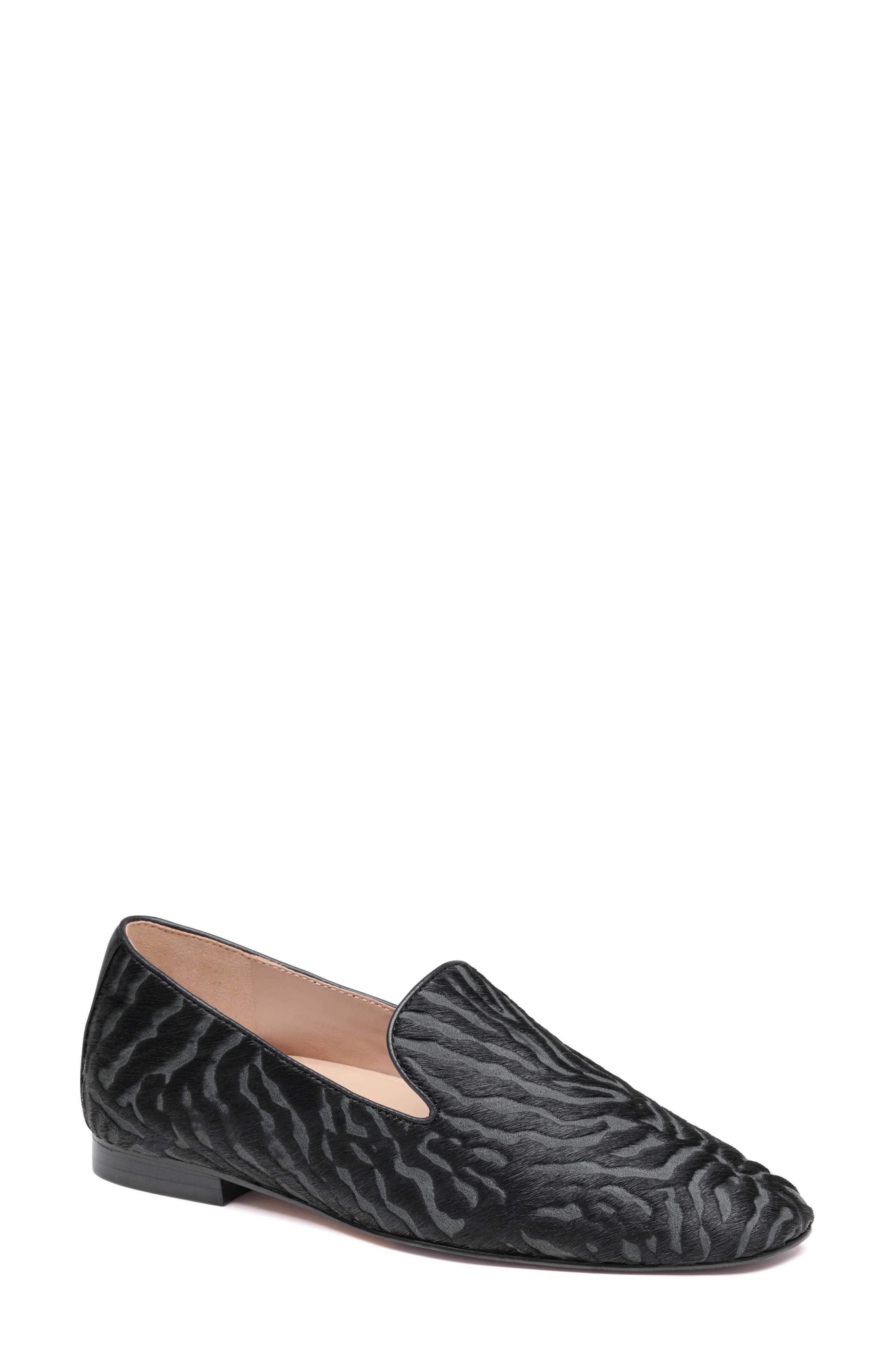 Isabel Genuine Calf Hair Venetian Loafer, Main, color, BLACK ZEBRA PATTERNED HAIRCALF