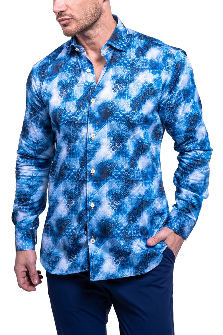 Fibonacci Resistance Contemporary Fit Button-Up Shirt, Alternate, color, BLUE