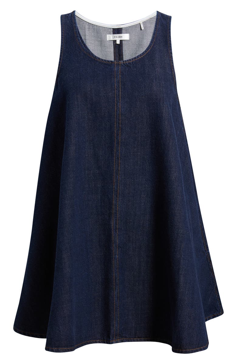 FRAME Skipper Sleeveless Cotton Blend Denim Trapeze Minidress, Alternate, color, Duomo